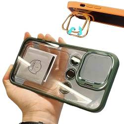 Crazyscase eigenständige Ständer-Silikonhülle, unsichtbare Linsenhalterung, transparente Handyhülle, drei Linsenschutz für iPhone 12, 13, 14 Pro Max (12 promax,Grün) von FIxcor