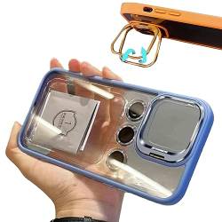 Crazyscase eigenständige Ständer-Silikonhülle, unsichtbare Linsenhalterung, transparente Handyhülle, drei Linsenschutz für iPhone 12, 13, 14 Pro Max (12 promax,hellblau) von FIxcor