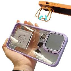 Crazyscase eigenständige Ständer-Silikonhülle, unsichtbare Linsenhalterung, transparente Handyhülle, drei Linsenschutz für iPhone 12, 13, 14 Pro Max (13,Helles Lila) von FIxcor