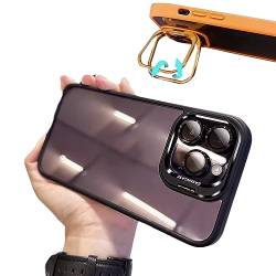 Crazyscase eigenständige Ständer-Silikonhülle, unsichtbare Linsenhalterung, transparente Handyhülle, drei Linsenschutz für iPhone 12, 13, 14 Pro Max (13,Schwarz) von FIxcor