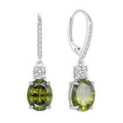 FJ Ohrringe Hängend Oval 925 Sterling Silber Peridot Ohrringe August Geburtsstein Schmuck Geschenke für Damen Frauen Mutter Freundin Mama von FJ