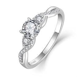 FJ Ring Damen Verlobungsring 925 Sterling Silber Unendlichkeit Ring Infinity Ehering Antragsring Promise Ring mit Zirkonia Schmuck Geschenke für Frauen (Größe 52) von FJ