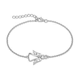 FJ Schutzengel Armband Damen 925 Sterling Silber Engel Armband mit Zirkonia Schmuck Geschenke für Frauen Mädchen von FJ