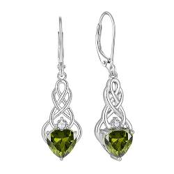 FJ Unendlichkeit Keltischer Knoten Ohrringe Damen 925 Sterling Silber Hängend Ohrringe Peridot August Geburtsstein Ohrringe Irischer Glücksschmuck Geschenke für Frauen von FJ