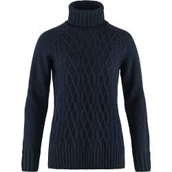 FJALLRAVEN Damen Övik Kabel Knit Roller Neck W Pullover, Dunkelblau, L von FJALLRAVEN