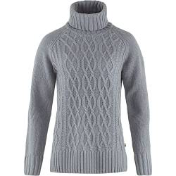 FJALLRAVEN Damen Övik Kabel Knit Roller Neck W Pullover, grau (Flint Grey), L von Fjäll Räven
