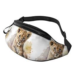 Aquarell-Safari-Tier-Löwe-Hüfttasche, Taschen für Herren und Damen, Verstellbarer Gürtel, Sporttasche für Outdoor-Sport, Reisen und Radfahren, Radfahren, Taschen-Schulterrucksack von FJAUOQ