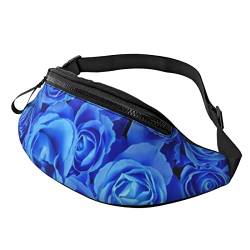 Blue Rose Hüfttasche für Herren und Damen, Verstellbarer Gürtel, Sporttasche für Outdoor-Sport, Reisen und Radfahren, Fahrradtasche, Schulterrucksack von FJAUOQ