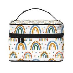 Cartoon-Regenbogen-Make-up-Tasche für Frauen,Reise-Kosmetiktasche mit großem Fassungsvermögen,tragbare Kulturtasche,Make-up-Tasche für Mädchen,niedlicher Schmuck-Make-up-Pinsel-Organizer,Geschenk von FJAUOQ