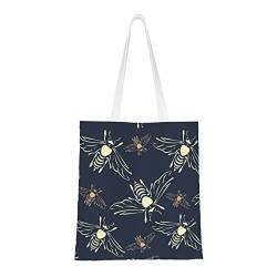 FJAUOQ Bee Canvas Tote Bags for Women, Reusable Grocery Bags, Travel Tote Bags for Work Travel Shopping, Bee2, Einheitsgröße, Canvas & Beach Tote Bag von FJAUOQ