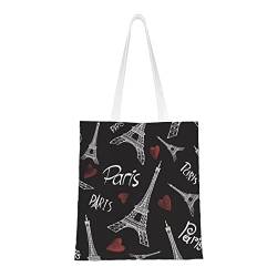 FJAUOQ Canvas Tote Bags for Women, Reusable Grocery Bags, Travel Tote Bags for Work Travel Shopping, Eiffelturm 2, Einheitsgröße, Canvas & Beach Tote Bag von FJAUOQ