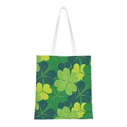 FJAUOQ Clover Canvas-Tragetaschen für Frauen, wiederverwendbare Einkaufstaschen, Reisetaschen für Arbeit, Reisen, Einkaufen, Kleeblatt 3, Einheitsgröße, Canvas & Beach Tote Bag von FJAUOQ