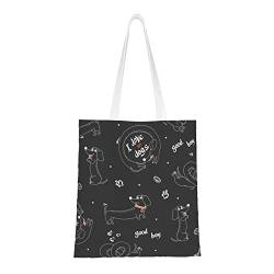 FJAUOQ Daisy Canvas Tote Bags for Women, Reusable Grocery Bags, Travel Tote Bags for Work Travel Shopping, Dackel Hunde, Einheitsgröße, Canvas & Beach Tote Bag von FJAUOQ