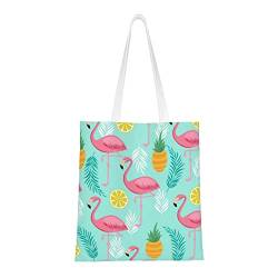 FJAUOQ Flamingo Canvas Tote Bags for Women, Reusable Grocery Bags, Travel Tote Bags for Work Travel Shopping, Flamingo, Einheitsgröße, Canvas & Beach Tote Bag von FJAUOQ