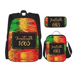 FJAUOQ Happy Juneteenth Day Freedom 1865 Rucksack-Set, 3-teilig, Rucksack-Set mit Lunch-Tasche, Federmäppchen, große Kapazität, Bp484, Einheitsgröße, Rucksack Rucksäcke von FJAUOQ