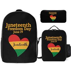 FJAUOQ Juneteenth Freedom Day African American Rucksack-Set, 3-teilig, Rucksack-Set mit Lunch-Tasche, Federmäppchen, große Kapazität, Juneteenth Freedom Day Afroamerikaner-3, Einheitsgröße, Rucksack von FJAUOQ