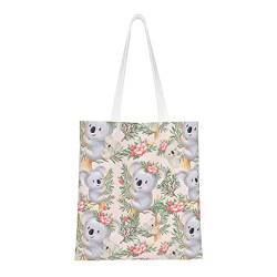 FJAUOQ Koala Cherry Canvas Tote Bags for Women, Reusable Grocery Bags, Travel Tote Bags for Work Travel Shopping, Kawaii Koala, Einheitsgröße, Canvas & Beach Tote Bag von FJAUOQ