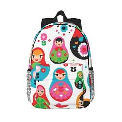 FJAUOQ Matroschka Russische Puppe Kinder Rucksack Herren Und Frauen Universal Wasserdichte Brieftasche Universität Computer Tasche Reise Daypack, Schwarz , One size von FJAUOQ