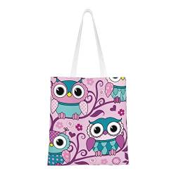 FJAUOQ Panda Canvas Tote Bags for Women, Reusable Grocery Bags, Travel Tote Bags for Work Travel Shopping, Eule 1, Einheitsgröße, Canvas & Beach Tote Bag von FJAUOQ