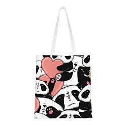 FJAUOQ Panda Canvas Tote Bags for Women, Reusable Grocery Bags, Travel Tote Bags for Work Travel Shopping, Panda2, Einheitsgröße, Canvas & Beach Tote Bag von FJAUOQ