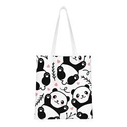FJAUOQ Panda Canvas Tote Bags for Women, Reusable Grocery Bags, Travel Tote Bags for Work Travel Shopping, panda, Einheitsgröße, Canvas & Beach Tote Bag von FJAUOQ