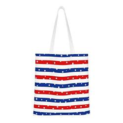 FJAUOQ Summer Duck Canvas Tote Bags for Women, Reusable Grocery Bags, Travel Tote Bags for Work Travel Shopping, Gestreifte Sterne, Einheitsgröße, Canvas & Beach Tote Bag von FJAUOQ