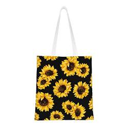 FJAUOQ Sunflower Canvas Tote Bags for Women, Reusable Grocery Bags, Travel Tote Bags for Work Travel Shopping, Sonnenblumen2, Einheitsgröße, Canvas & Beach Tote Bag von FJAUOQ