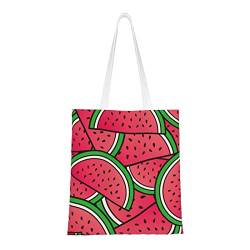 FJAUOQ Wassermelonen-Canvas-Tragetaschen für Frauen, wiederverwendbare Einkaufstaschen, Reisetaschen für Arbeit, Reisen, Einkaufen, Wassermelone4, Einheitsgröße, Canvas & Beach Tote Bag von FJAUOQ