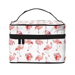 Flamingo-Make-up-Tasche für Frauen,Reise-Kosmetiktasche mit großem Fassungsvermögen,tragbarer Kulturbeutel,Make-up-Tasche für Mädchen,niedliches Schmuck-Make-up-Pinsel-Organizer-Etui,Geschenke fü von FJAUOQ