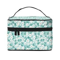 Gänseblümchen-Make-up-Tasche für Frauen,großes Fassungsvermögen,Reise-Kosmetiktasche,tragbare Kulturtasche,Make-up-Tasche für Mädchen,niedliches Schmuck-Make-up-Pinsel-Organizer-Etui,Geschenke fü von FJAUOQ