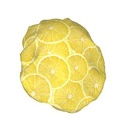 Gelbe Zitronenscheiben-Duschhaube für Damen,wasserdicht,waschbar,wiederverwendbar,PEVA-Futter,verstellbarer,elastischer Saum für alle langen Haare,Bademütze von FJAUOQ