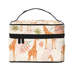 Giraffen-Make-up-Tasche für Frauen,Reise-Kosmetiktasche mit großem Fassungsvermögen,tragbarer Kulturbeutel,Make-up-Tasche für Mädchen,niedliches Schmuck-Make-up-Pinsel-Organizer-Etui,Geschenke fü von FJAUOQ