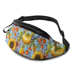 Gürteltasche für Männer und Frauen,Herbst-Sonnenblumen-Kürbis-Hüfttasche mit Gürtel,verstellbare Schultertasche,Umhängetasche,Brusttasche für Reisen,Wandern,Radfahren,Laufen von FJAUOQ