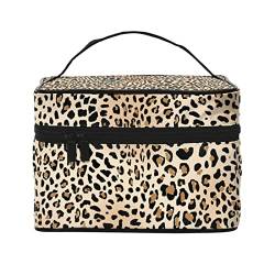 Make-up-Tasche mit Leopardenmuster für Frauen,Reise-Kosmetiktasche mit großem Fassungsvermögen,tragbarer Kulturbeutel,Make-up-Tasche für Mädchen,niedliches Schmuck-Make-up-Pinsel-Organizer-Etui,G von FJAUOQ