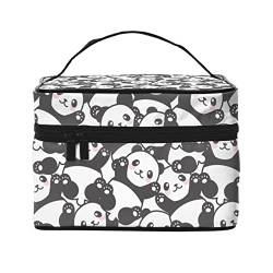 Niedliche Panda-Make-up-Tasche für Frauen,Reise-Kosmetiktasche mit großem Fassungsvermögen,tragbarer Kulturbeutel,Make-up-Tasche für Mädchen,niedliches Schmuck-Make-up-Pinsel-Organizer-Etui,Gesch von FJAUOQ