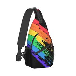 Regenbogen LGBT Druck Brust Taschen Crossbody Sling Rucksack Reise Wandern Daypack Crossbody Umhängetasche Für Erwachsene, Regenbogen-2, Einheitsgröße von FJAUOQ