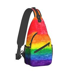 Regenbogen LGBT Druck Brust Taschen Crossbody Sling Rucksack Reise Wandern Daypack Crossbody Umhängetasche Für Erwachsene, Regenbogen-4, Einheitsgröße von FJAUOQ