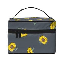 Sonnenblumen-Make-up-Tasche für Frauen,großes Fassungsvermögen,Reise-Kosmetiktasche,tragbare Kulturtasche,Make-up-Tasche für Mädchen,niedlicher Schmuck-Make-up-Pinsel-Organizer,Geschenke für Frau von FJAUOQ