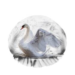 Swan Over Lake Wiederverwendbare Duschhaube Weiße Flügel Vogel Elegante Tier Wasserdichte Badekappen Gummiband Stretch Saum Haarhut für Frauen Mädchen Haarpflege von FJAUOQ
