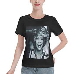 Tina Turner Damen-T-Shirts, lustige Sweat-Shirts, Baumwolle, Rundhalspullover, T-Shirts für Frauen, Schwarz von FJAUOQ