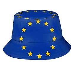 Unisex-Eimerhüte mit Flagge der Europäischen Union, verstaubare Fischerhüte für den Außenbereich, Sommer, Reisen, Wandern, Strand, für Männer und Frauen von FJAUOQ