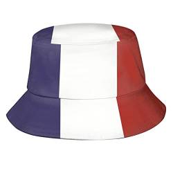 Unisex-Eimerhüte mit französischer Flagge, verstaubare Fischerhüte, Outdoor, Sommer, Reisen, Wandern, Strand, Kappen für Männer und Frauen von FJAUOQ