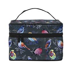 Vintage Birds Branch Make-up-Tasche für Frauen,Reise-Kosmetiktasche mit großem Fassungsvermögen,tragbare Kulturtasche,Make-up-Tasche für Mädchen,niedlicher Schmuck-Make-up-Pinsel-Organizer,Gesche von FJAUOQ