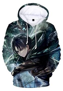 Attack on Titan Damen Hoodie Levi Ackerman Pullover Anime Sweatshirts Langarm mit Titan Aufklärungstrupp Druck-07930-L1 von FJHYEEBN