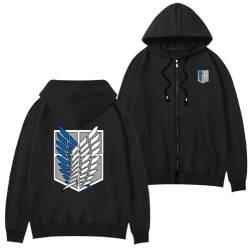 FJHYEEBN Attack on Titan Anime Jacke A.O.T. Cosplay Zip Up Hoodie mit Kapuzen Shingeki No Kyojin Jacke Herren Outwear Mäntel,003-3XL von FJHYEEBN