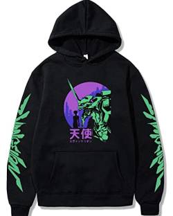 FJHYEEBN Damen Neon Genesis Evangelion Japanische Anime Hoodies Ikari Shinji Ayanami Rei Asuka Langley Pullover Cosplay Langarmshirt-001-Black-L von FJHYEEBN