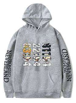 FJHYEEBN Damen The Promised Neverland Druckt lässig Frauen Emma Norman Ray Cosplay locker Kapuzenpullover Hoodie-01371-GREY-3XL von FJHYEEBN