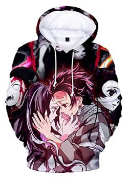 FJHYEEBN Demon Slayer Druck Nezuko Tanjiro Kamado Sweatshirt Cosplay Kapuzenpullover Damen Hoodie Anime Kostüm-04962-L1 von FJHYEEBN