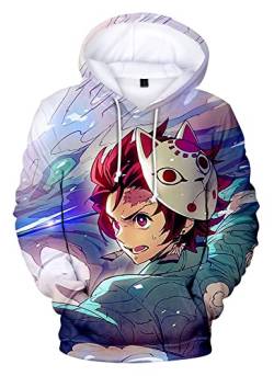 FJHYEEBN Demon Slayer Jungen Anime Nezuko Tanjiro Kamado Langarm Anime Printed Hoodie Sport Cosplay Pullover Tops-09663-S1 von FJHYEEBN