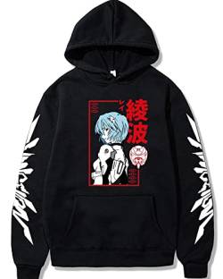 FJHYEEBN Herren Neon Genesis Evangelion Männer Hoodie Anime Charakter Druck Pullover Lose Casual Sweatshirt Tops-003-Black-S von FJHYEEBN